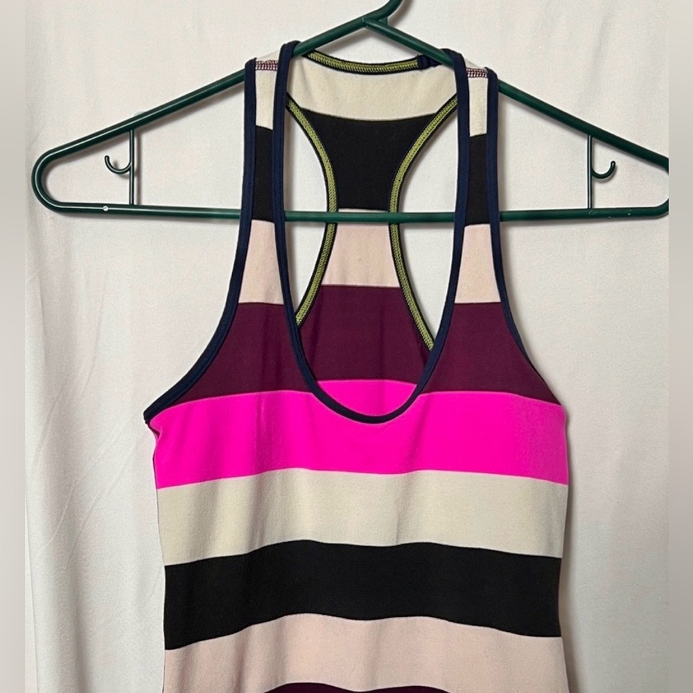 Lululemon Cool Racerback Pow Stripe Raspberry Glo Light / Inkwell Size XS - Picture 4 of 7